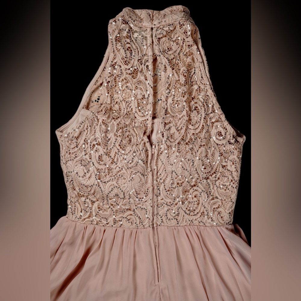 “Xtraordinary” Women’s Juniors Lace Sequin Halter Homecoming Dress Pink Size 11 - Picture 12 of 15